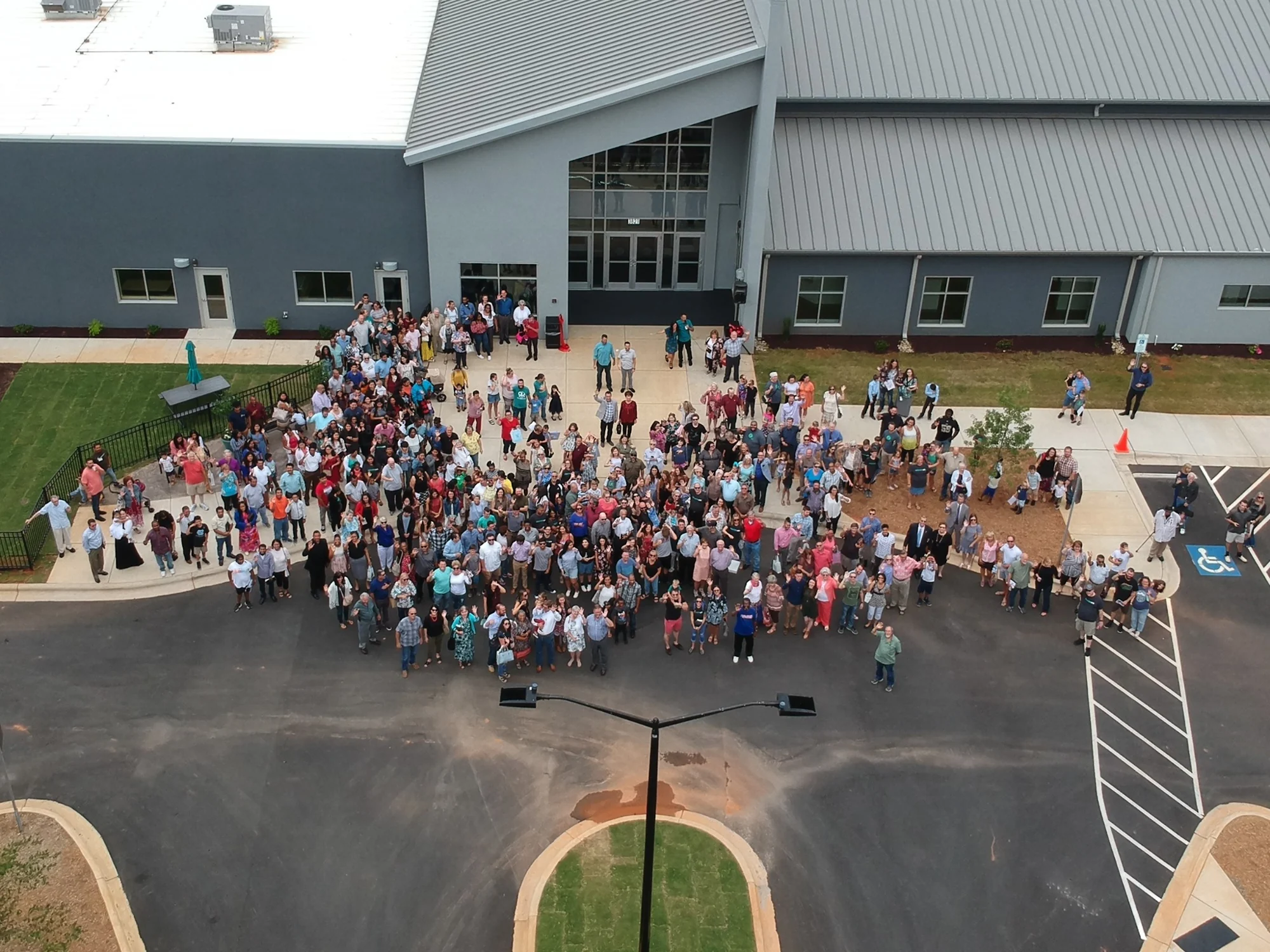 The Greater Life congregation outside the church